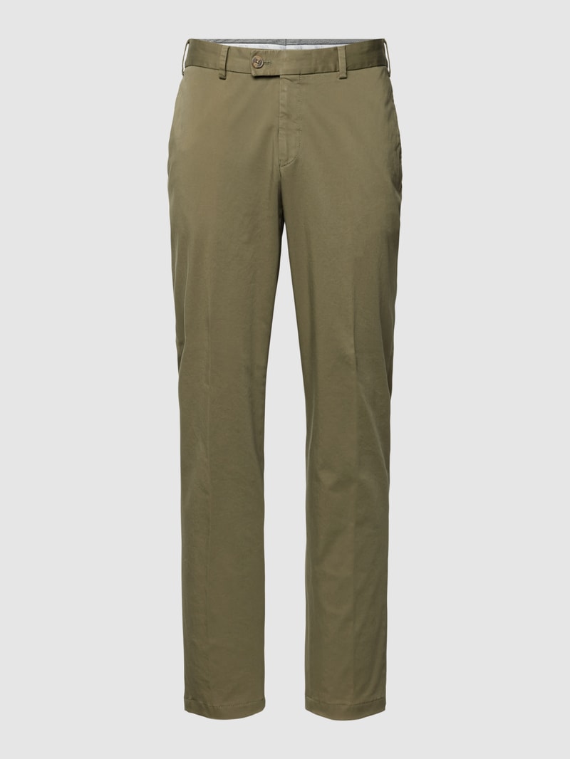 Regular Fit Chino im unifarbenen Design Modell 'Tilo' in olivgrün