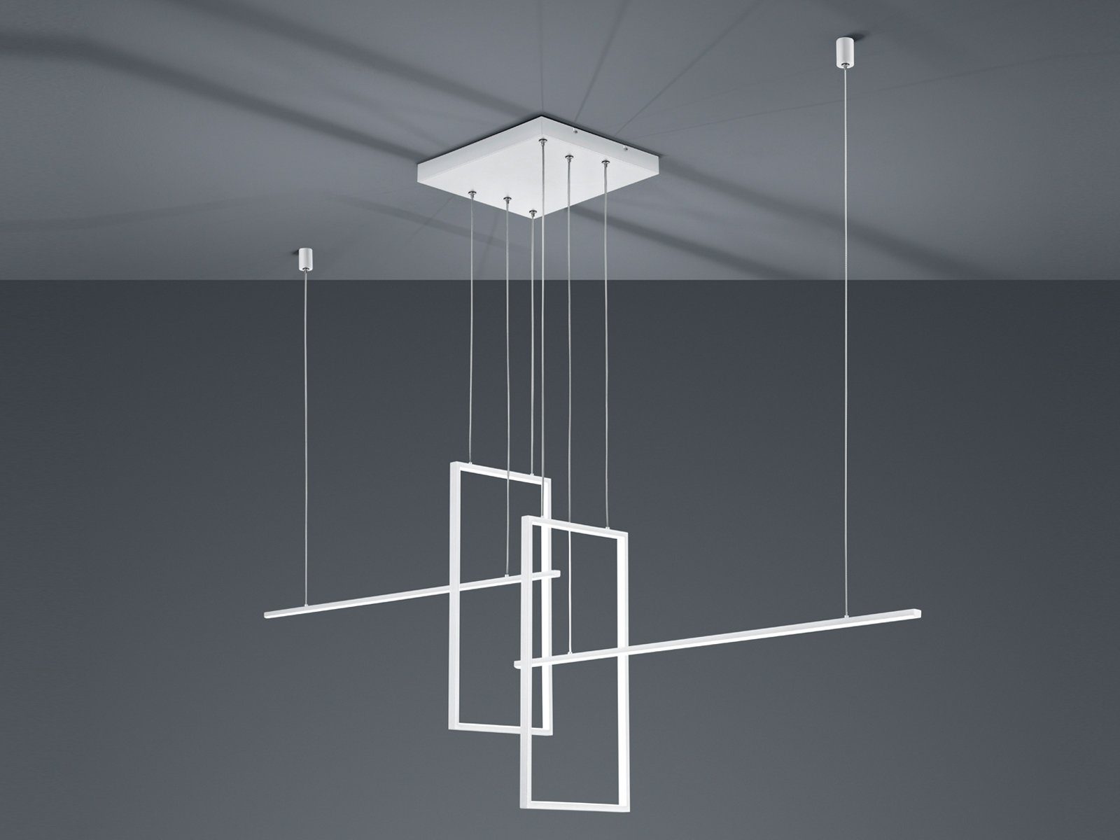 TRIO LED Pendelleuchte, Dimmfunktion, LED fest integriert, Warmweiß bis Neutralweiß, groß-e Designer Lampe-n hängend für übern Esstisch, 200cm, Schwarz