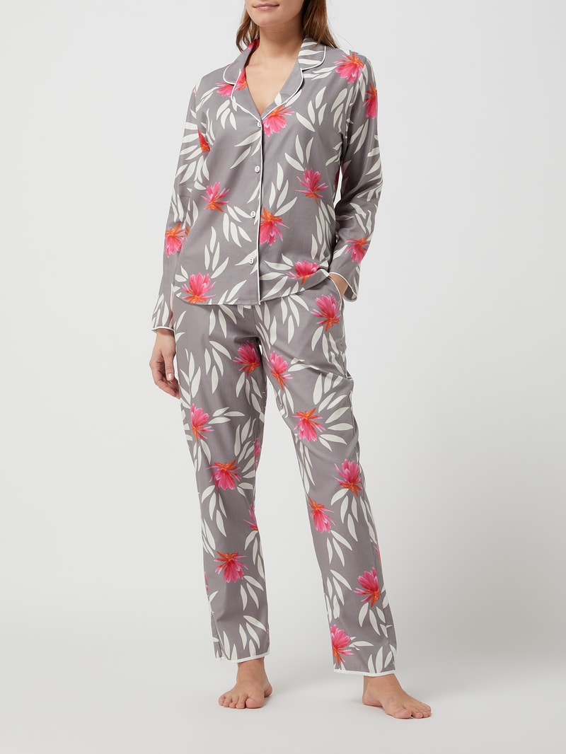Pyjama-Oberteil mit floralem Muster Modell 'Mallory' in mittelgrau