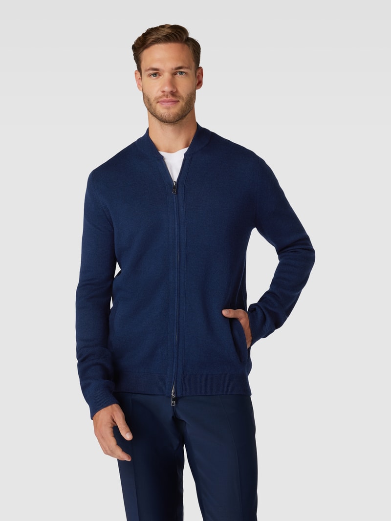 Strickjacke mit Zweiwege-Reißverschluss in dunkelblau meliert