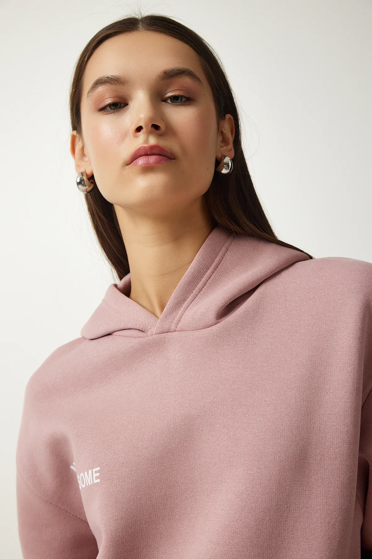 Happiness İstanbul  Damen-Puder-Kapuzen-Sweatshirt in Roségold OW00009
