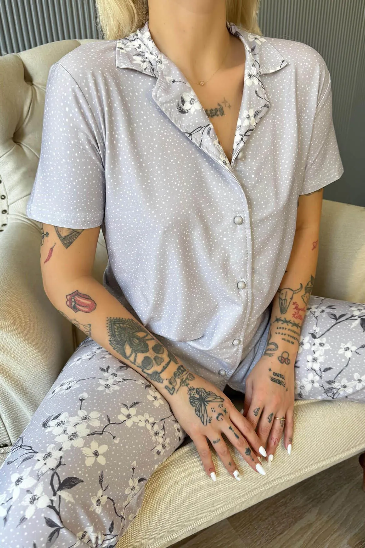 Pijamaevi  Pyjama set - Grau - Unifarben
