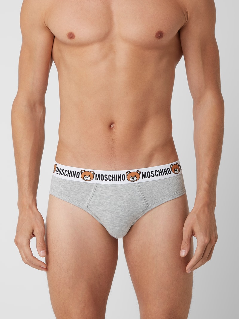 Slip mit Stretch-Anteil im 2er-Pack in mittelgrau meliert