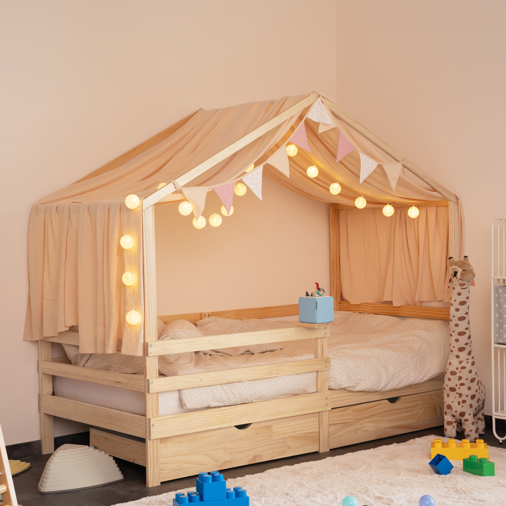 Home Deluxe Kinderbett WOLKENLAND mit Schubladen – 90 x 200 cm Natur