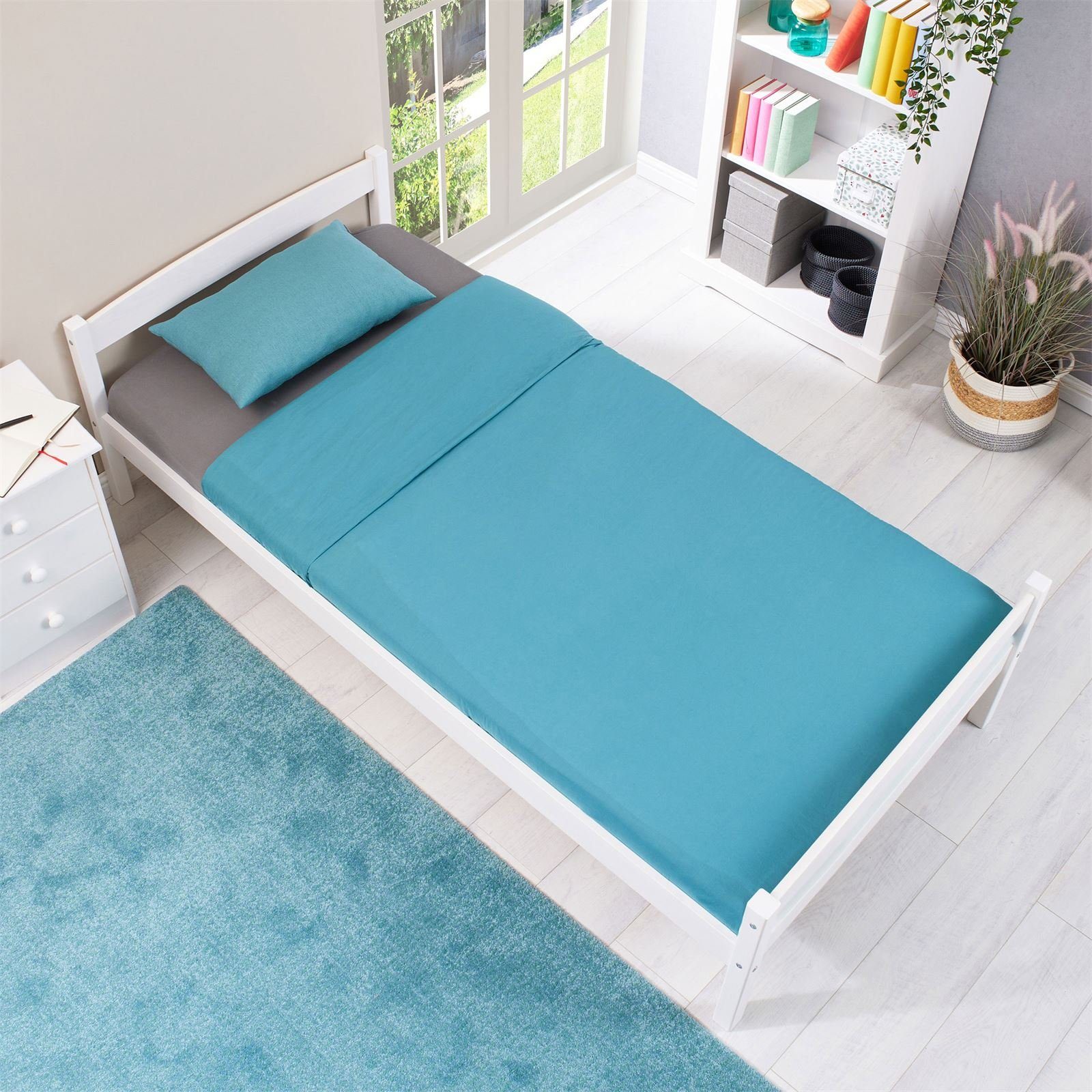 IDIMEX Massivholzbett FELIX, Massivholzbett Einzelbett Kinderbett Gästebett, 90x190 cm, weiss lacki