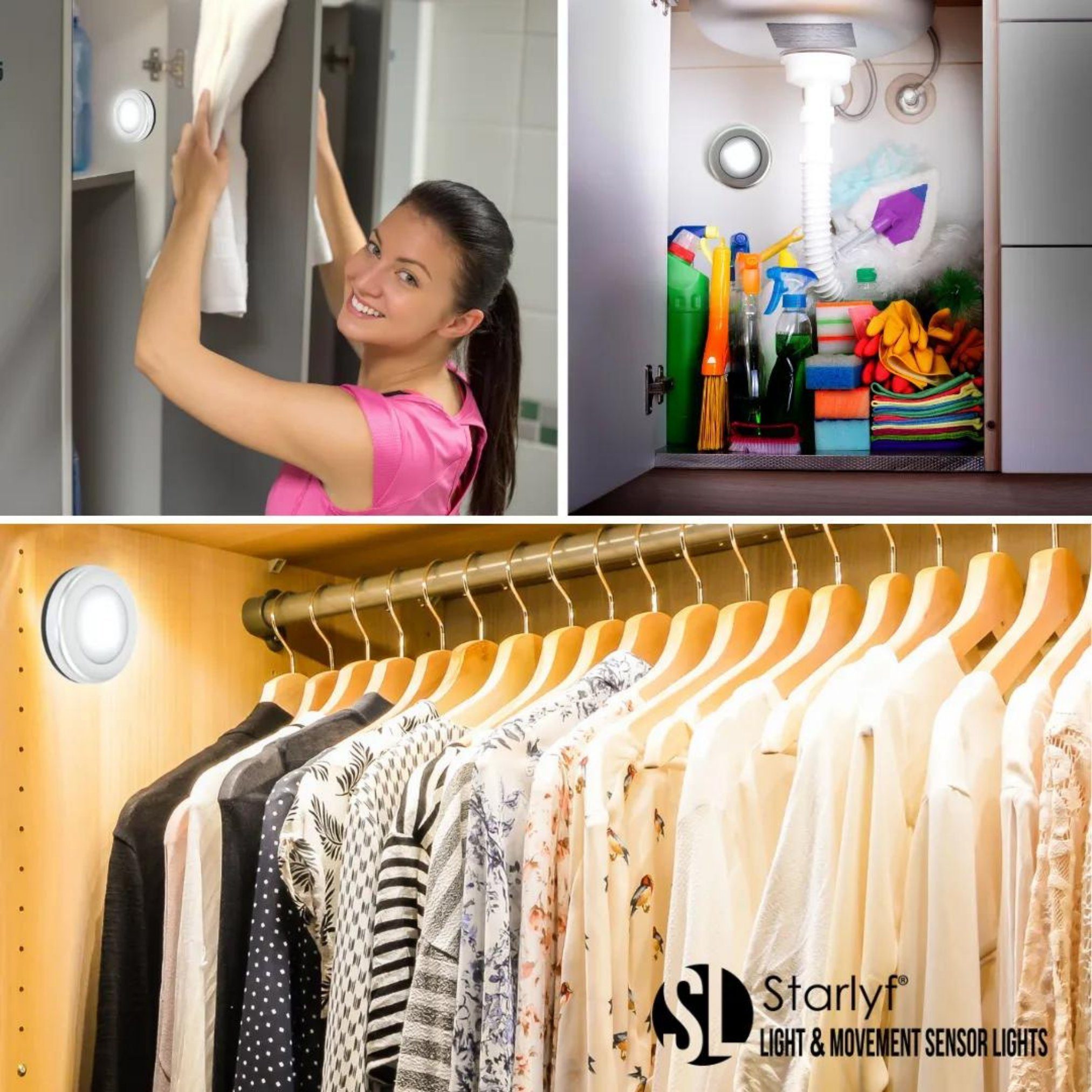 Starlyf LED Nachtlicht Light & Movement Sensor Lights, Bewegungsmelder, LED fest integriert, Warmweiß, Nachtlicht mit Bewegungsmelder, automatische Abschaltung
