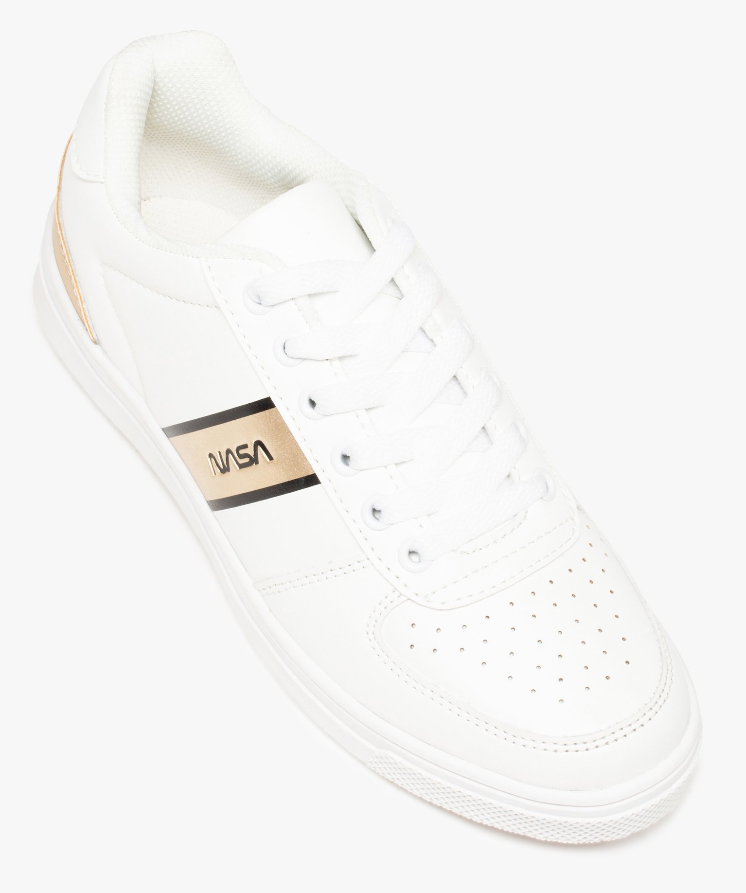 Baskets femme à lacets et bande contrastante - Nasa blanc | GEMO