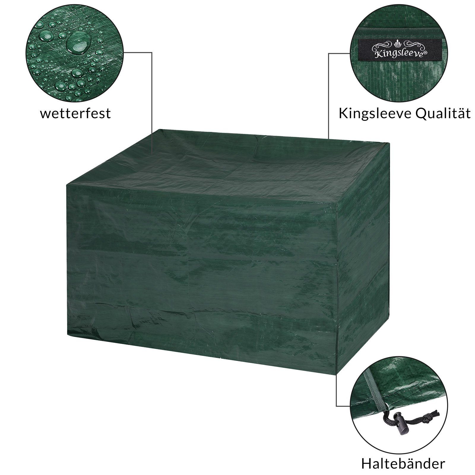 Kingsleeve Gartenmöbel-Schutzhülle Kingsleeve, Gartenmöbel Winterfest UV-beständig PE 135x66x88cm Garage Abdeckplane