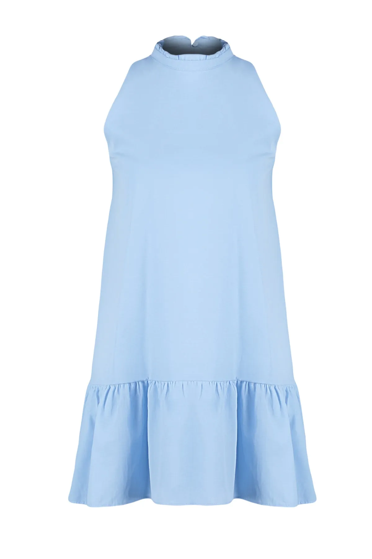 Trendyol Collection  Blaues ärmelloses Mini-Webkleid mit entspannter Passform TWOSS22EL00139
