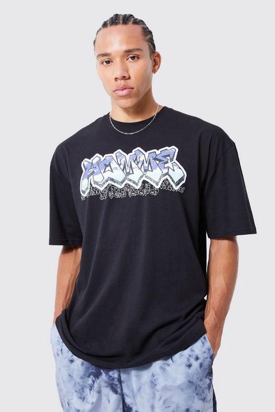 Tall Oversize T-Shirt mit Homme Graffiti-Print