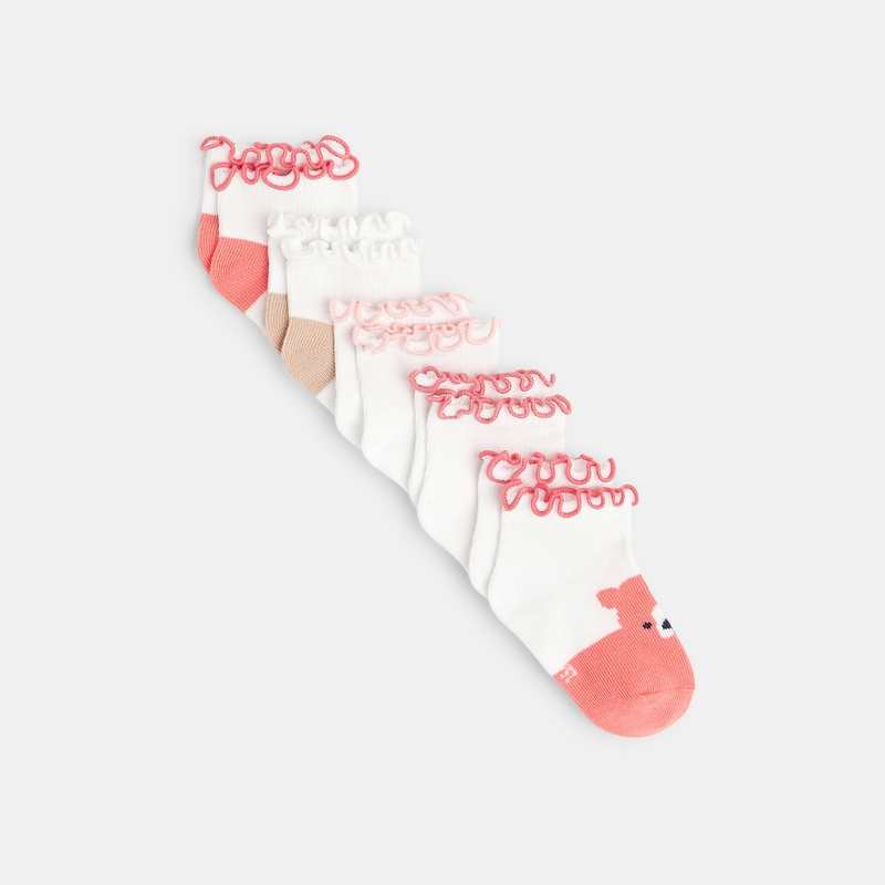Socquettes bords festonnés (lot de 5) orange bébé fille