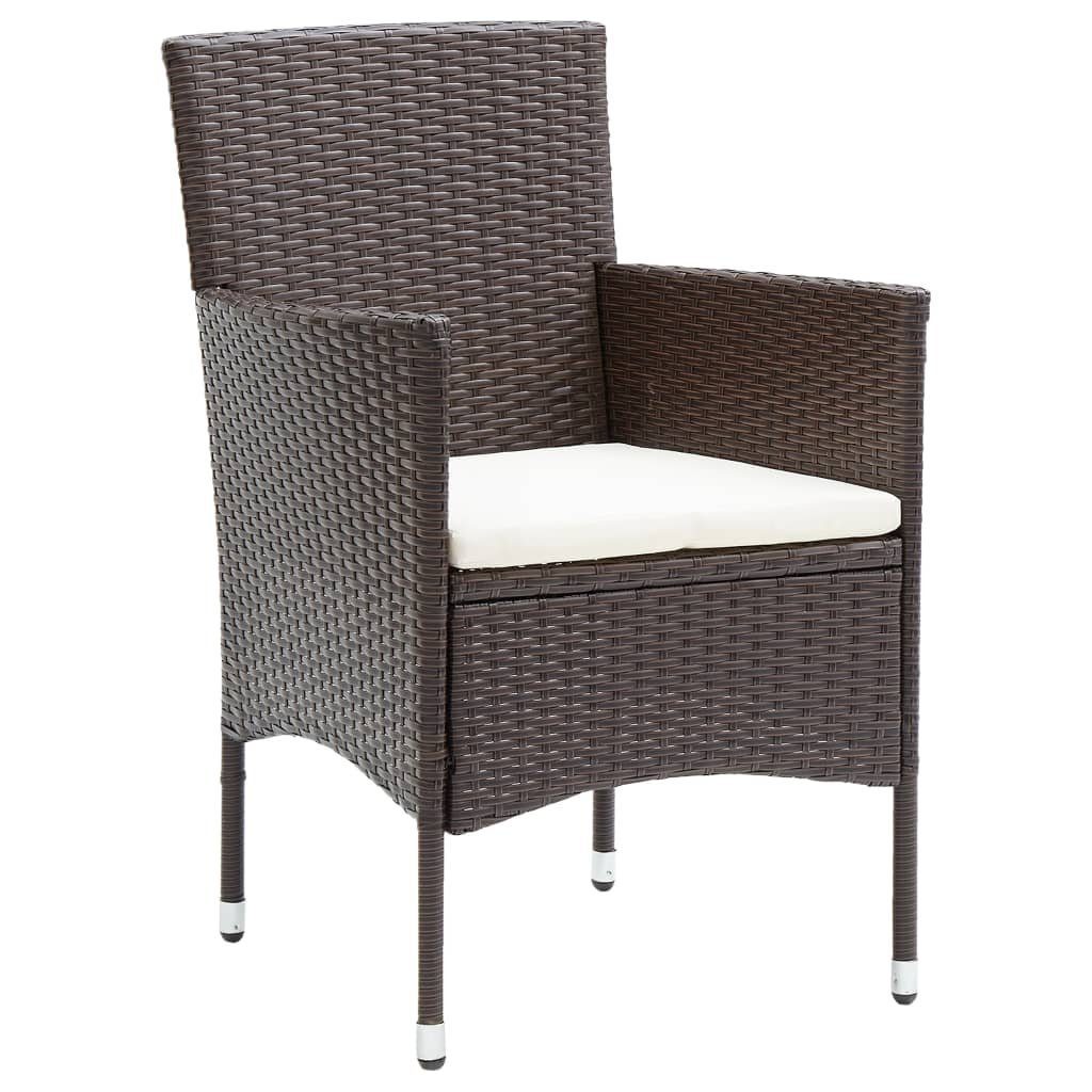 vidaXL Gartenstuhl Garten-Essstühle 2 Stk. Poly Rattan Braun (2 St)