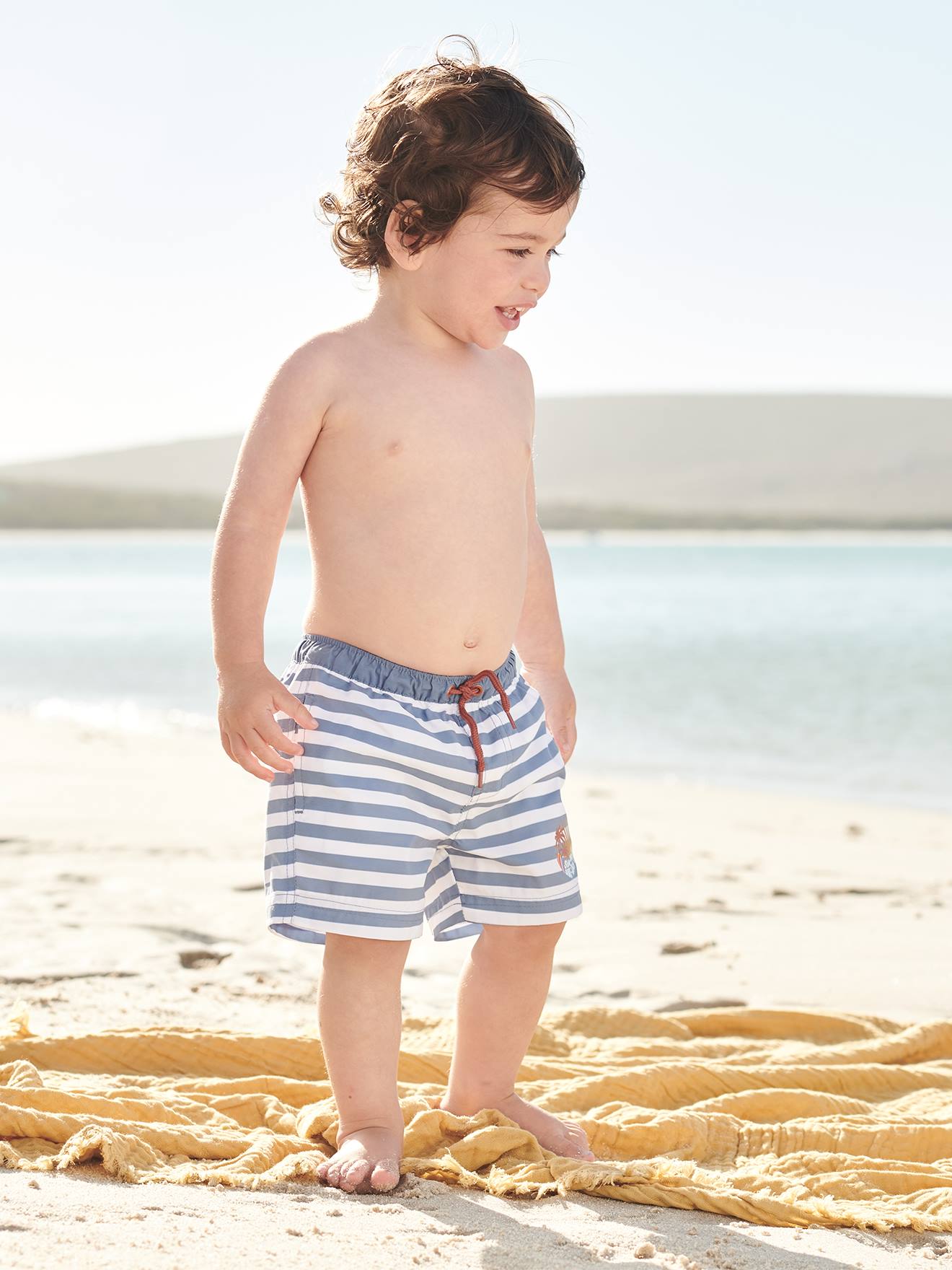 Caleçon de bain bébé Surf bleu rayé