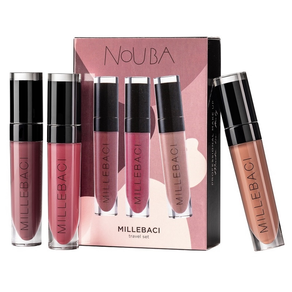 nouba Millebaci Travel Set coffret avec 3 rouge a levres en creme