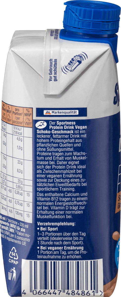 Protein Drink Vegan, Schoko-Geschmack, trinkfertig, 330 ml