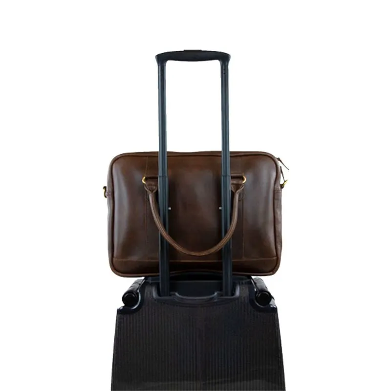 Buckle & Seam Leder Business Briefcase Everett - Braun \/ Blau