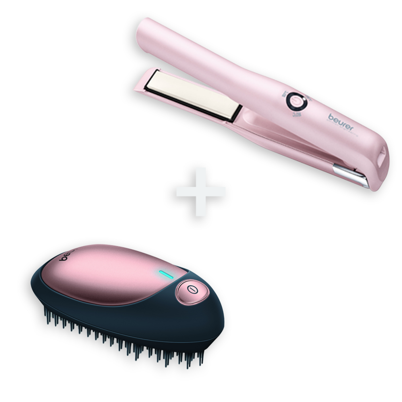 Beurer HS 20 Akku-Haarglätter & Ionen Haarbürste HT 10-Haarstyling Set für Unterwegs: ohne Kabel, kompakt und optimal für unterwegs