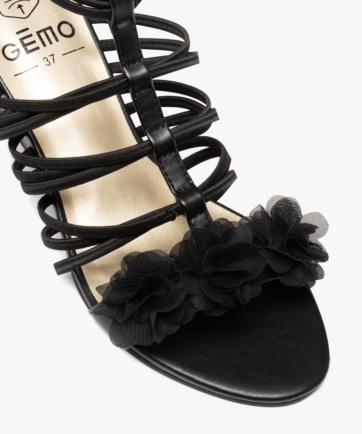 Sandales femme compensées avec contrefort fermé noir | GEMO