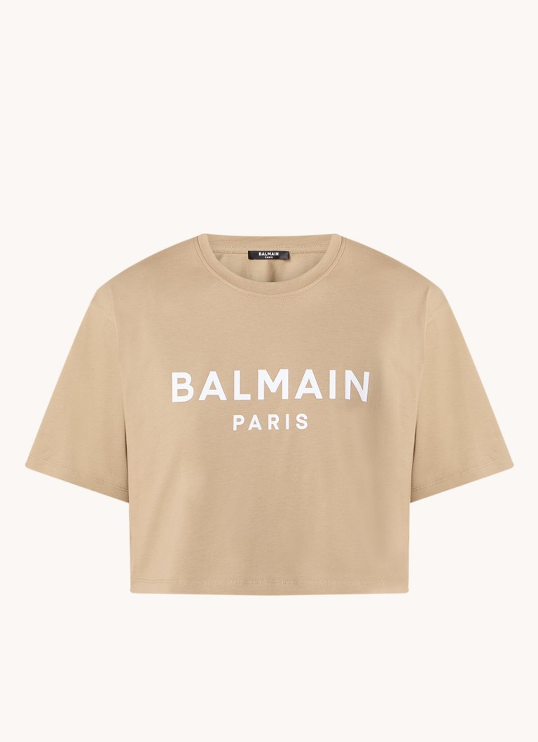 Zkrácené tričko Balmain z organické bavlny s potiskem loga