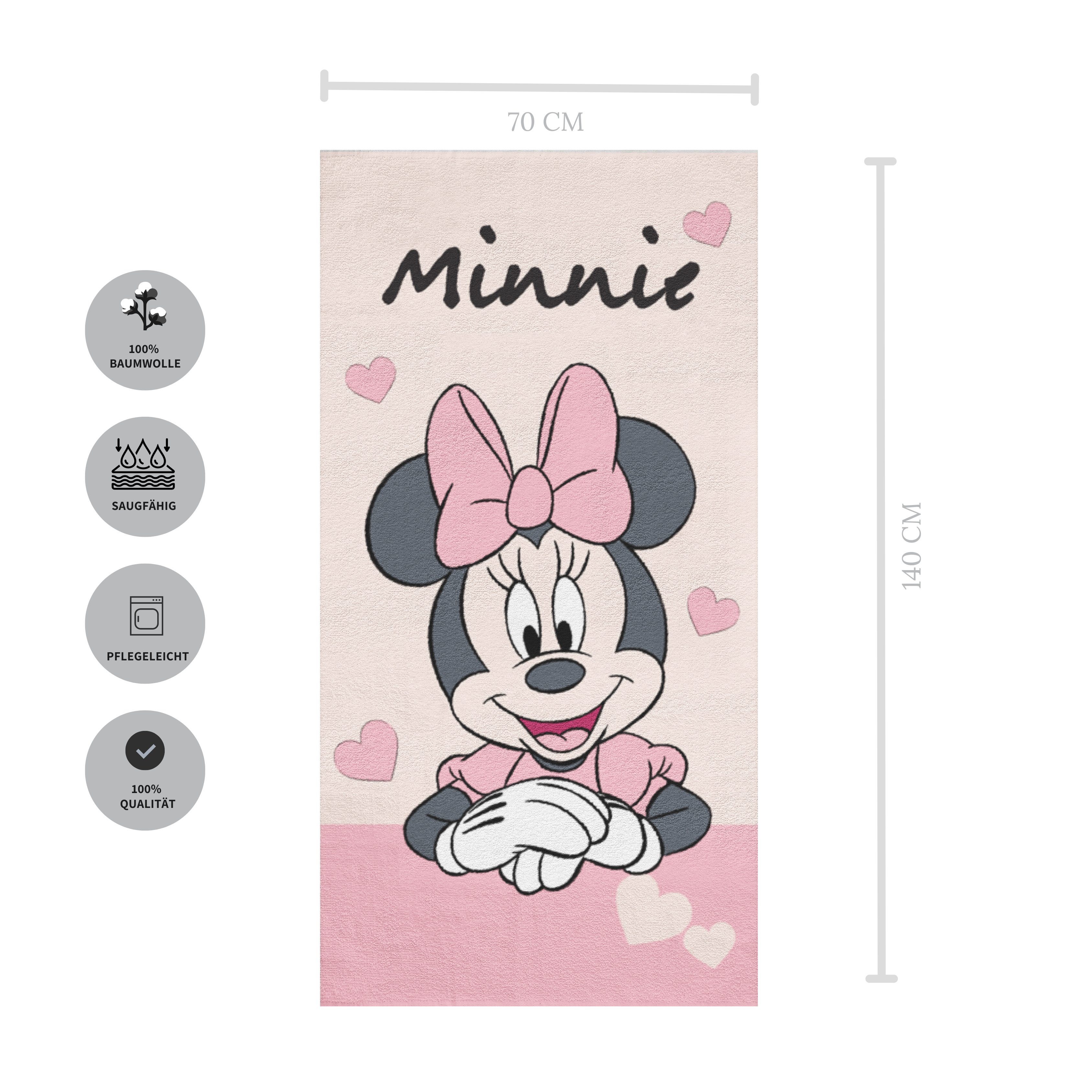 MTOnlinehandel Badetuch Minnie Mouse 70x140 cm, 100 %, Baumwolle (1-St), Strandtuch 's Minnie Maus