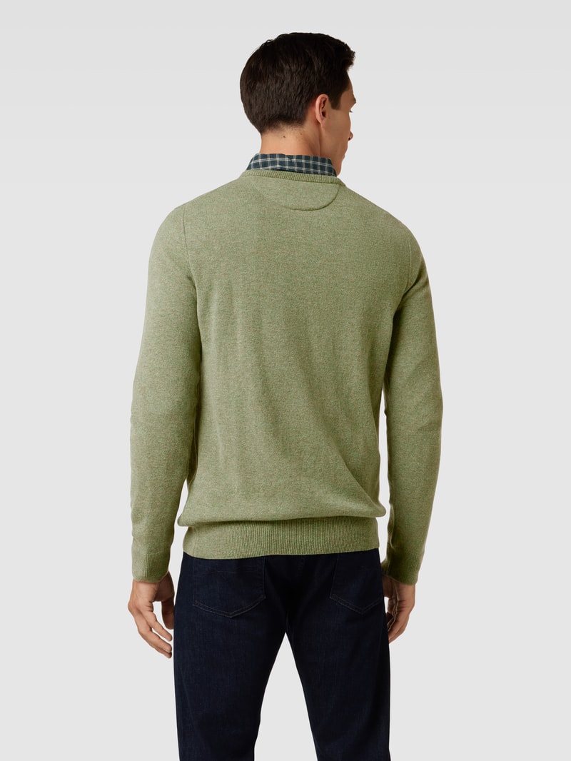 Strickpullover aus Wolle mit Logo-Stitching in sand