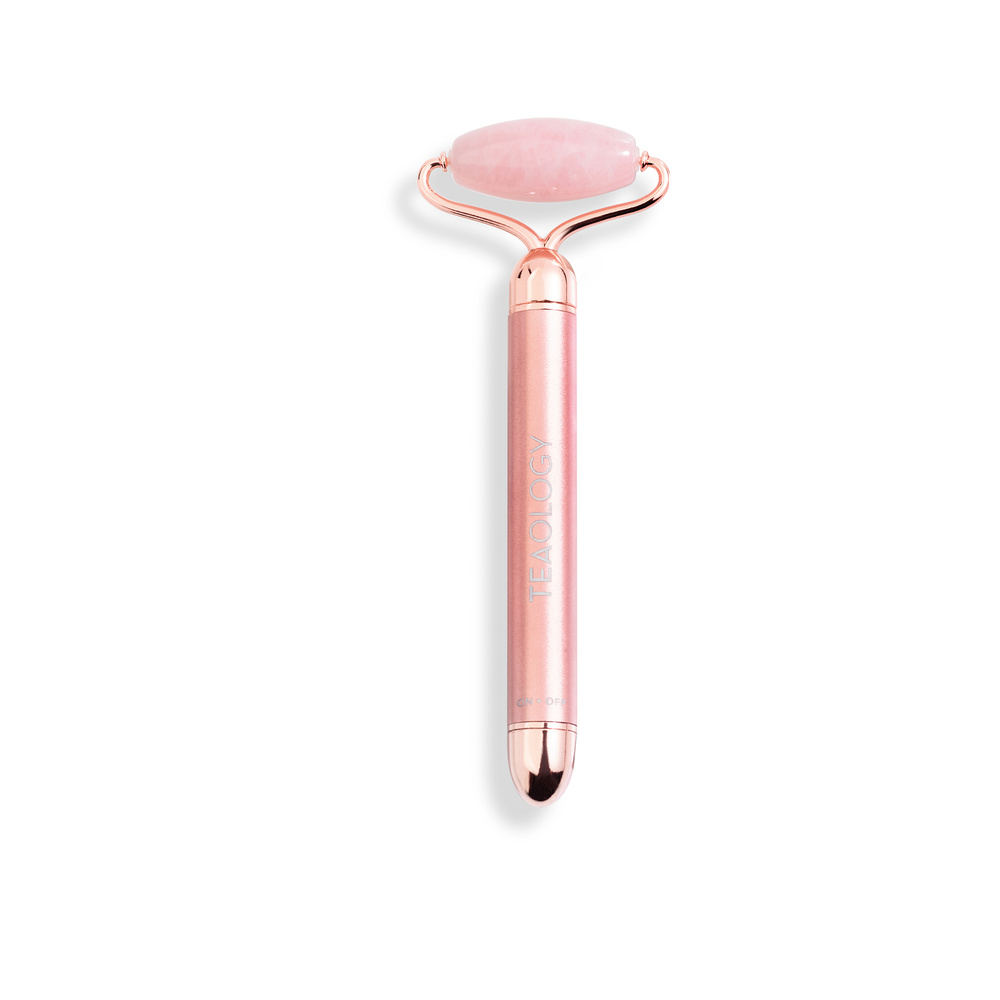 Teaology Rose Quartz  Vibrating Face Roller Rouleau de massage vibrant en Quartz Rose