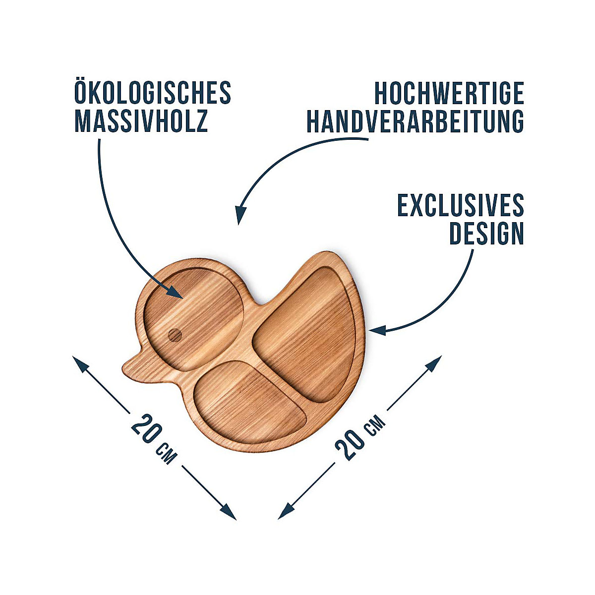 Kinder Holzteller Ducky aus naturbelassenem Eschenholz