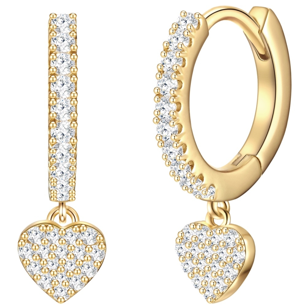Glanzstücke München Créoles en argent Coeur Argent sterling Oxyde de zirconium (CZ) en Or jaune Boucles d'oreilles