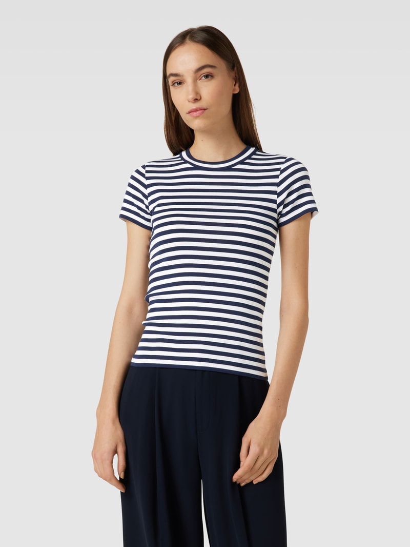 T-Shirt mit Streifenmuster und Rundhalsausschnitt in blau