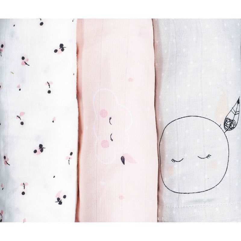 Lot de 3 langes coton bio Miss fleur de lune