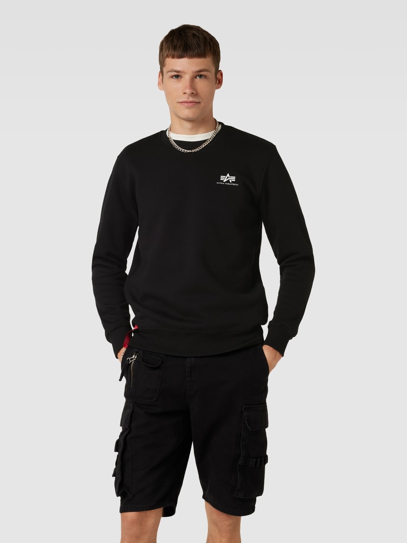 Sweatshirt mit Label-Print Modell 'BASIC' in schwarz