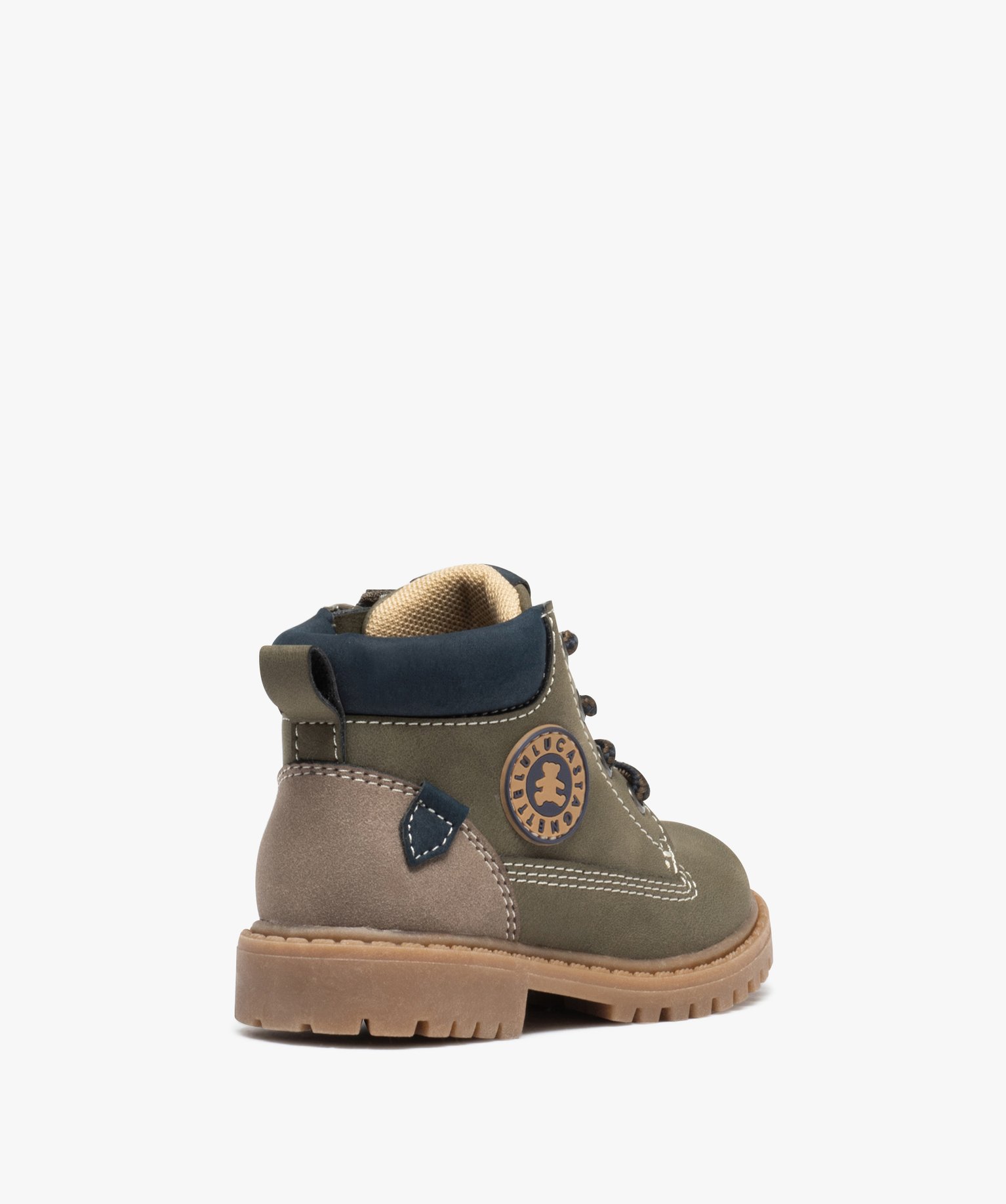 Boots bébé Garçon mid-cut lisses à lacets et à zip - Lu... kaki | GEMO