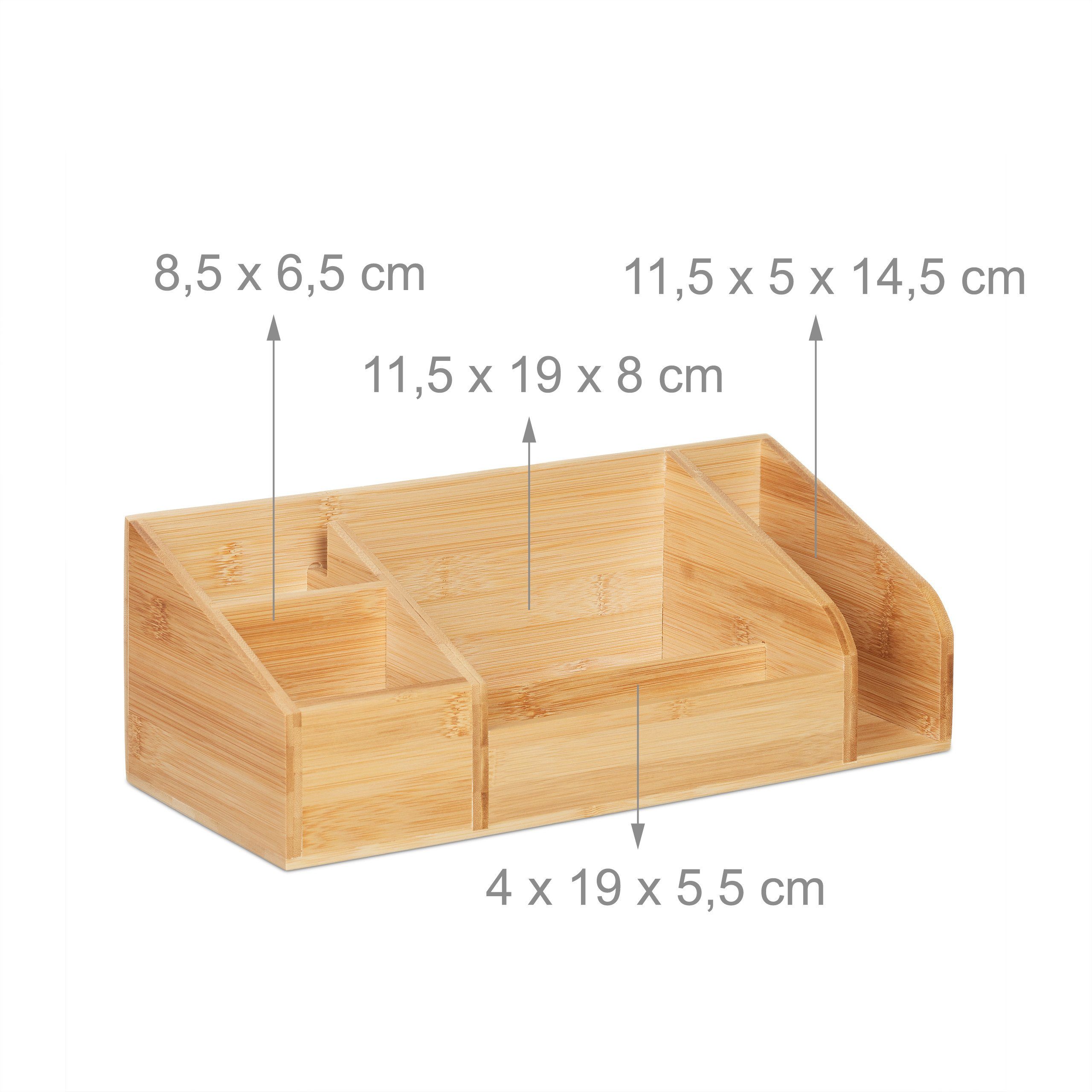 relaxdays Schreibtischaufsatz Schreibtisch Organizer aus Bambus