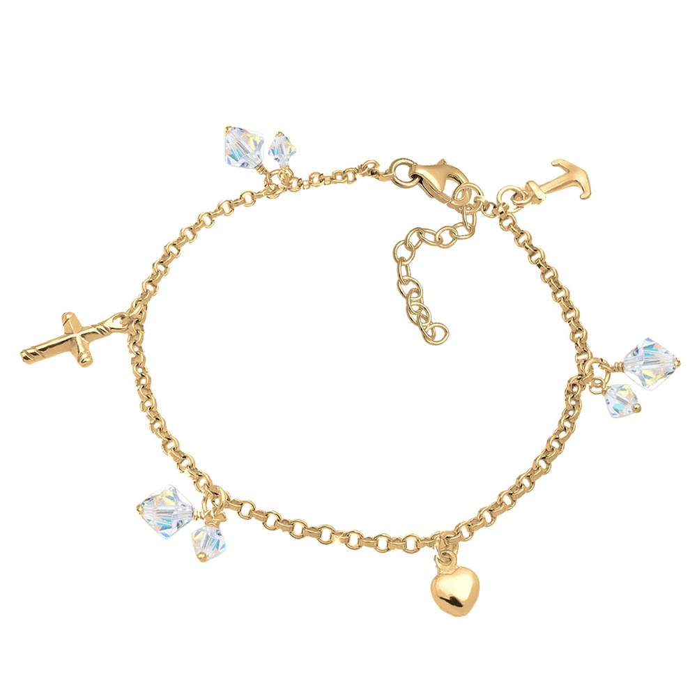 Elli Elli Bracelet Femmes Croix Cœur Ancre avec Cristaux en Argent Sterling 925 Bracelet