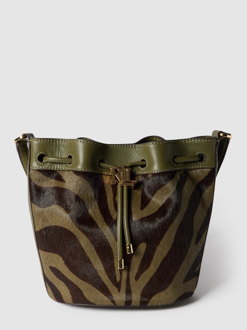 Bucket Bag mit Animal-Print Modell 'ANDIE' in olivgrün