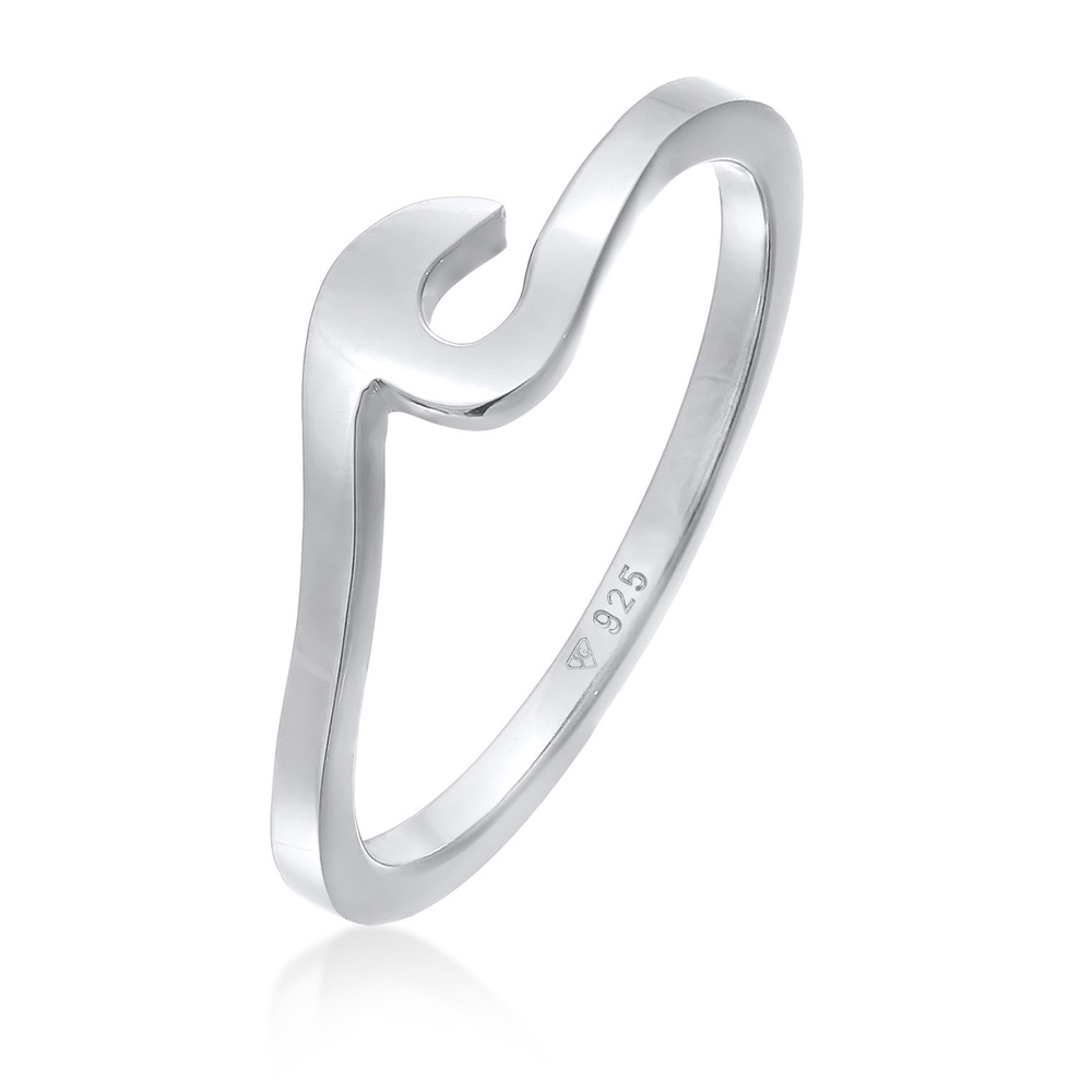 Elli Elli Bague Femmes Vague Basique Tendance en Argent Sterling 925 Bague