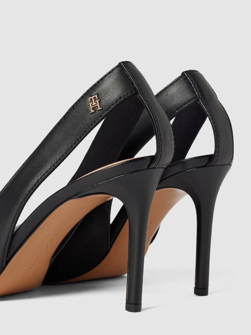 Pumps aus Leder mit Label-Detail Modell 'POINTY SLING BACK' in schwarz
