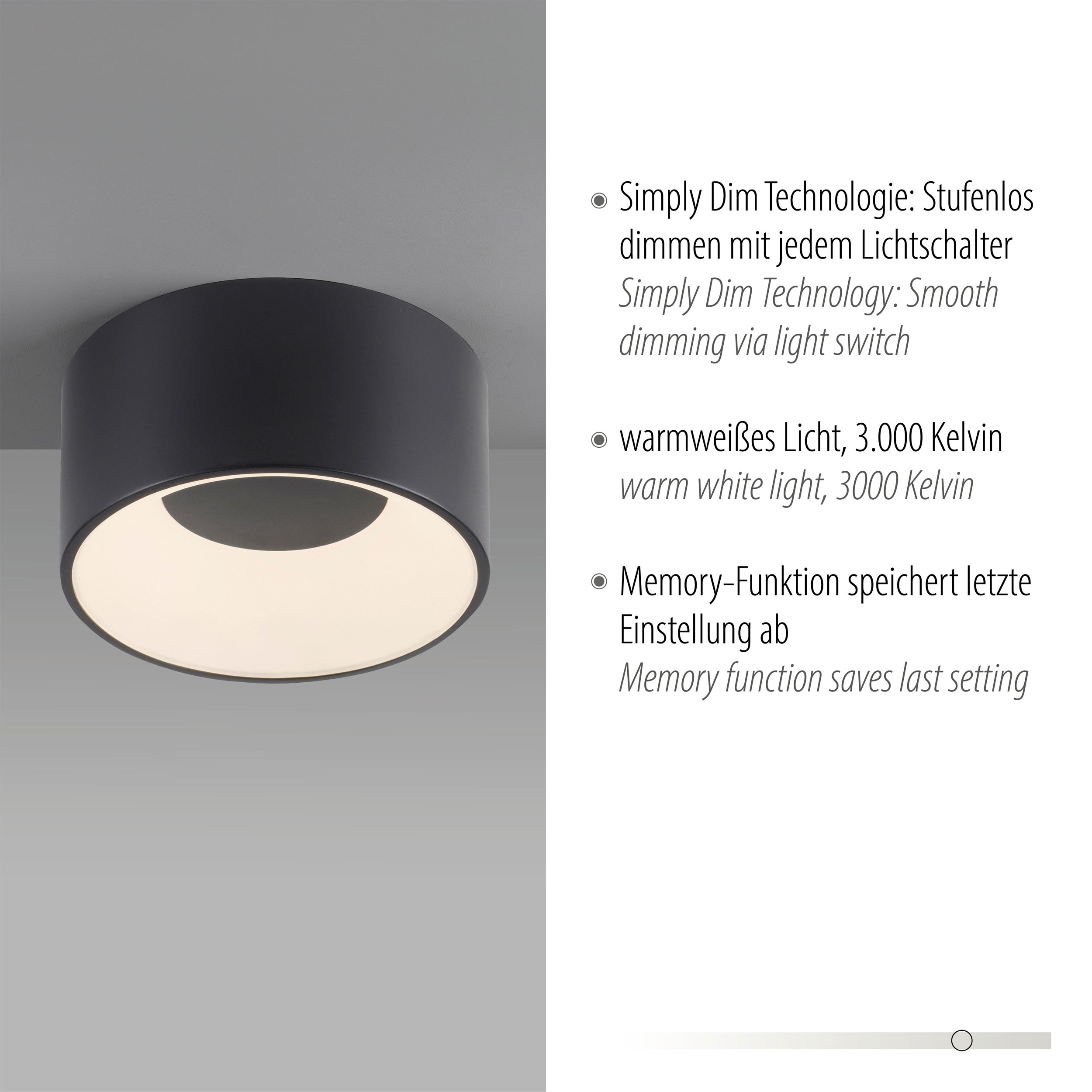 JUST LIGHT.LED-Deckenleuchte 1flg