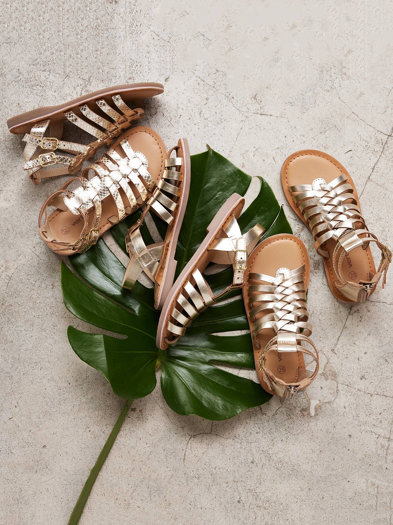 Sandales cuir fille sable