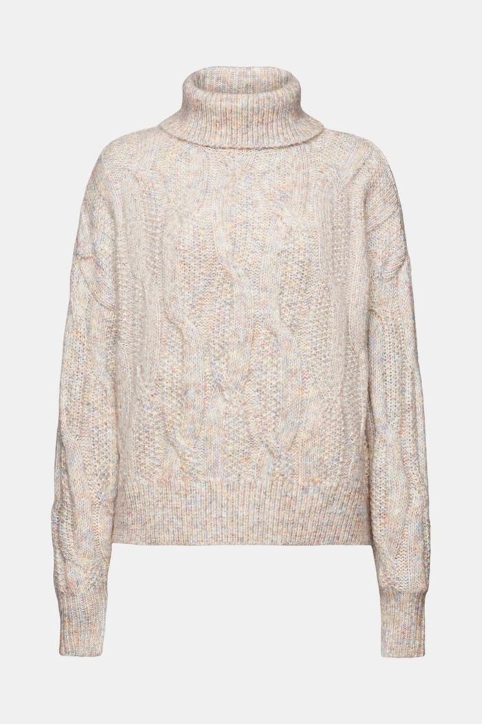 Rollkragenpullover im Zopfstrick-Design