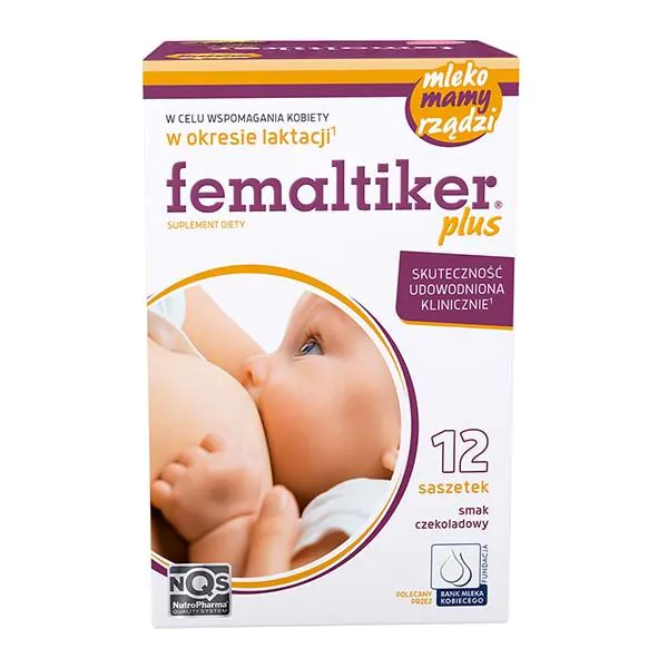 Femaltiker Plus, maisto papildas, palaikantis laktaciją, šokolado skonio paketėliai