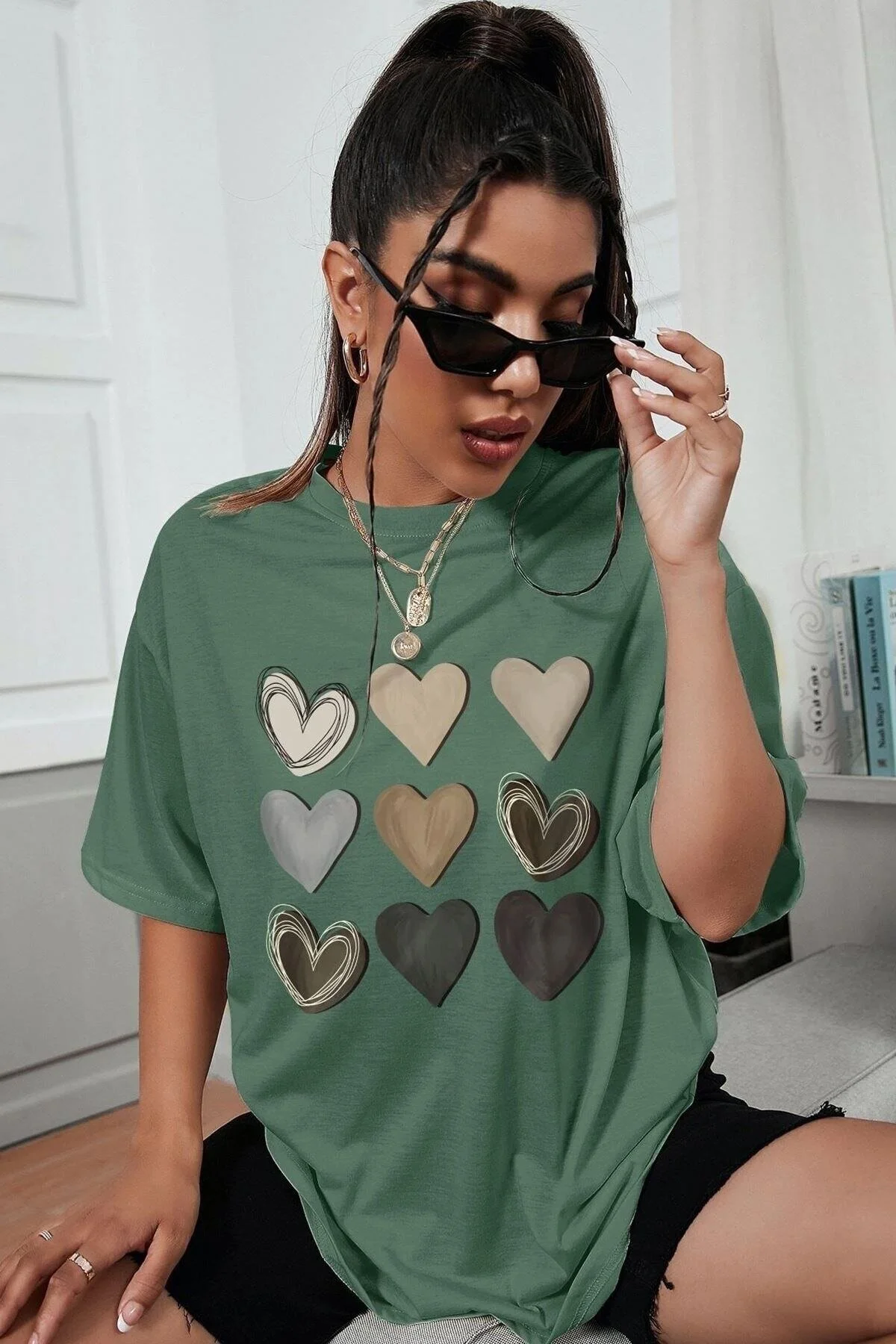 uyguntarz  Unisex-T-Shirt mit Herz-Aufdruck