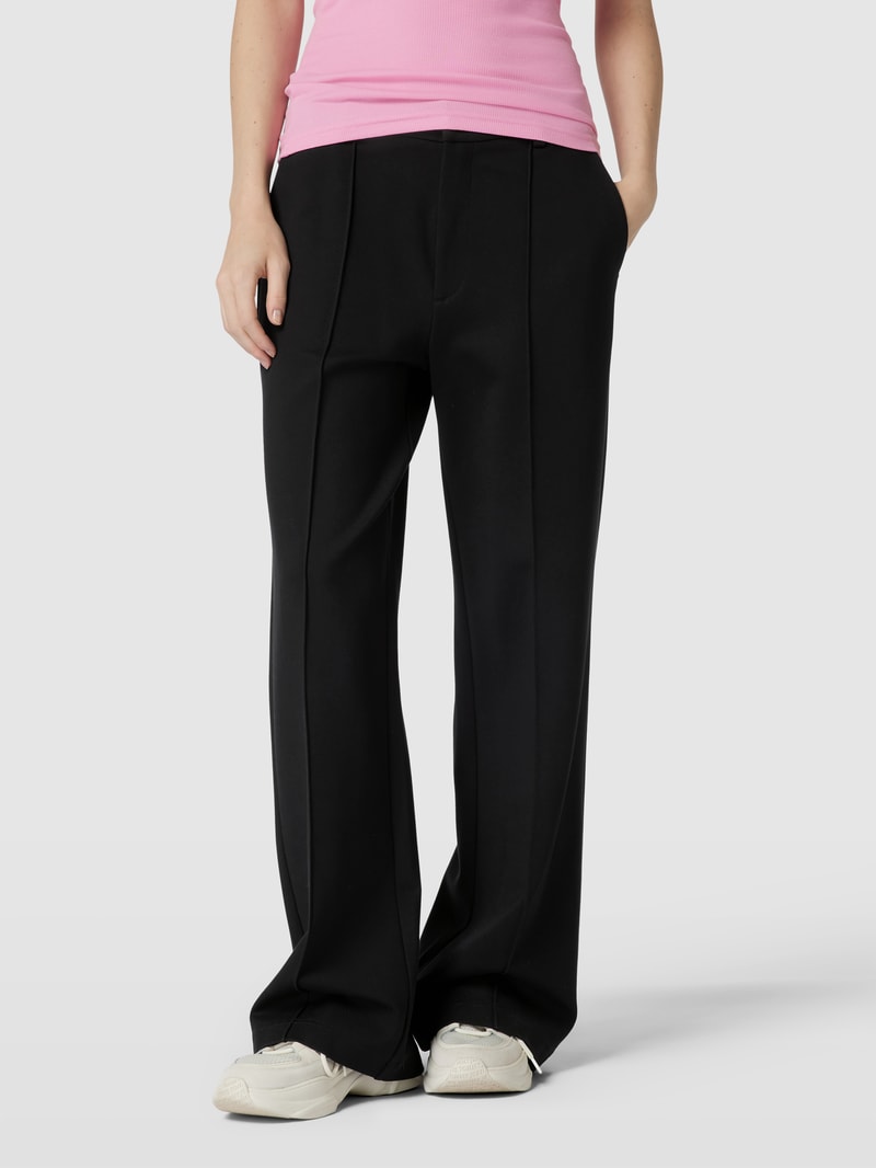 Stoffhose aus Viskose-Mix mit Stretch-Anteil mit Bundfalten in schwarz