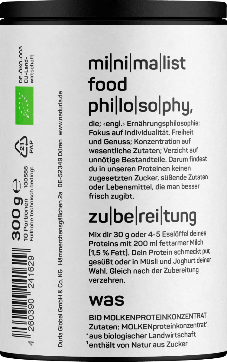 Whey Proteinpulver, geschmacksneutral, ungesüßt, 300 g