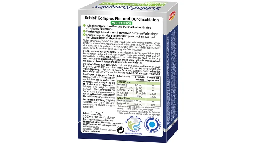 Schaebens Schlaf-Komplex 2 Phasen 1,5 mg Melatonin