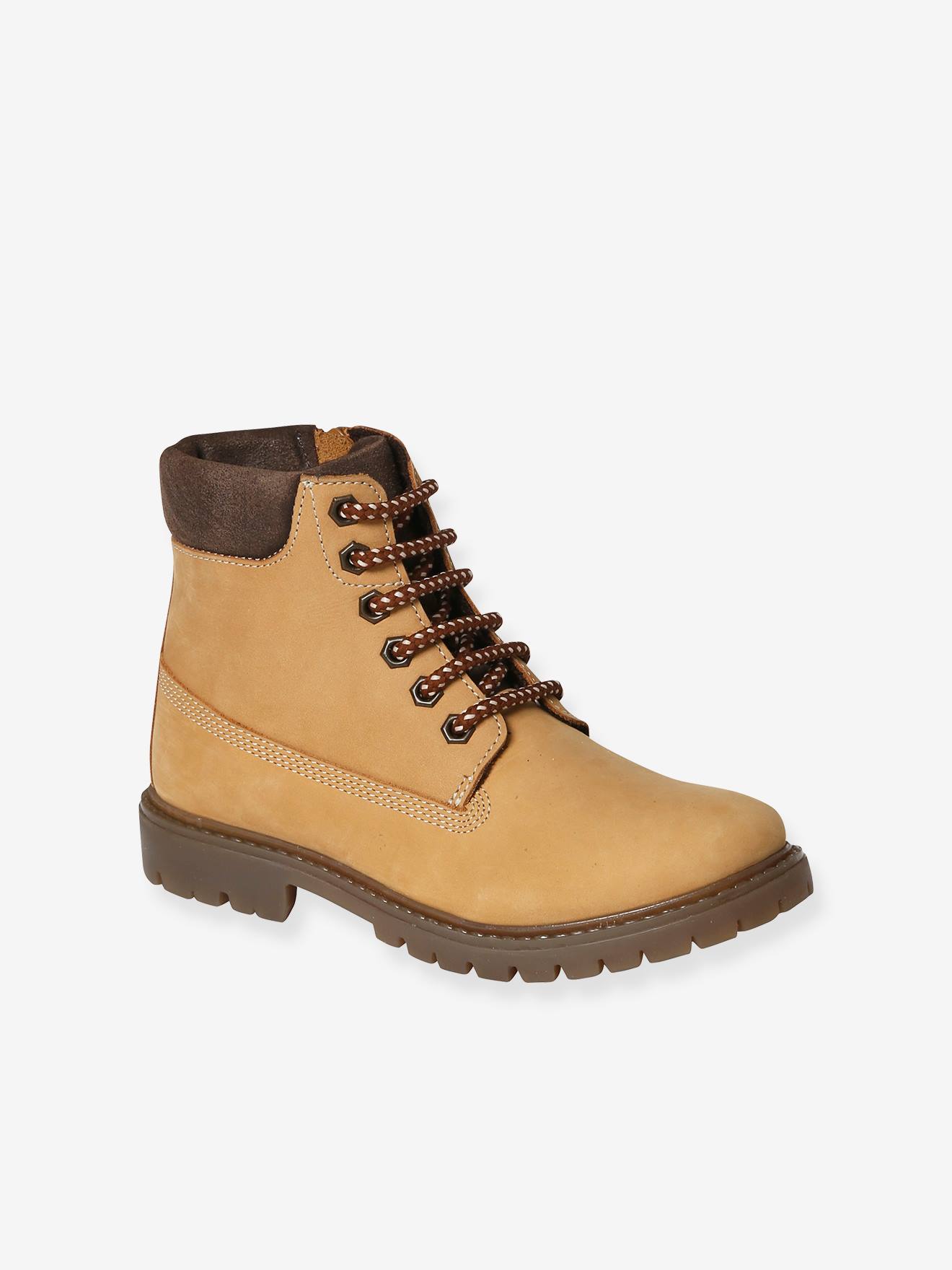 Vertbaudet Kinder Schnürboots mit Profilsohle - camel