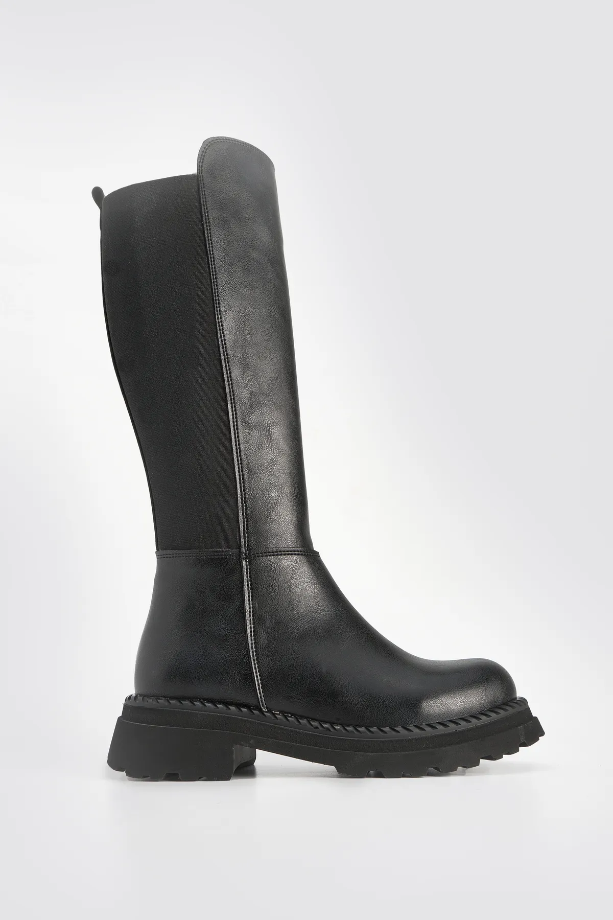Marjin  Damen-Tagesstiefel mit elastischem Stretch über dem Knie Verilas Schwarz