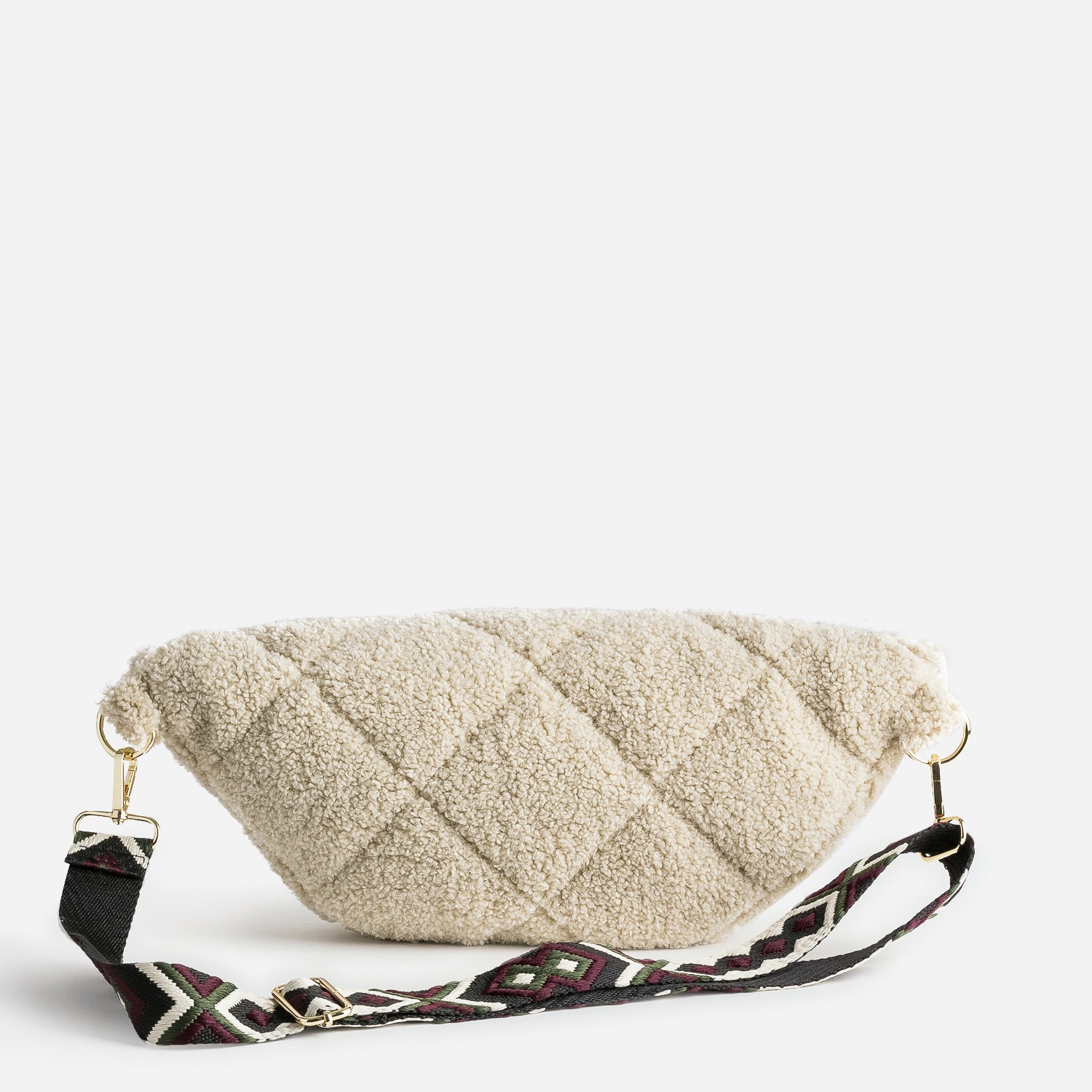 Sac banane TEXTO beige en tissu Sherpa