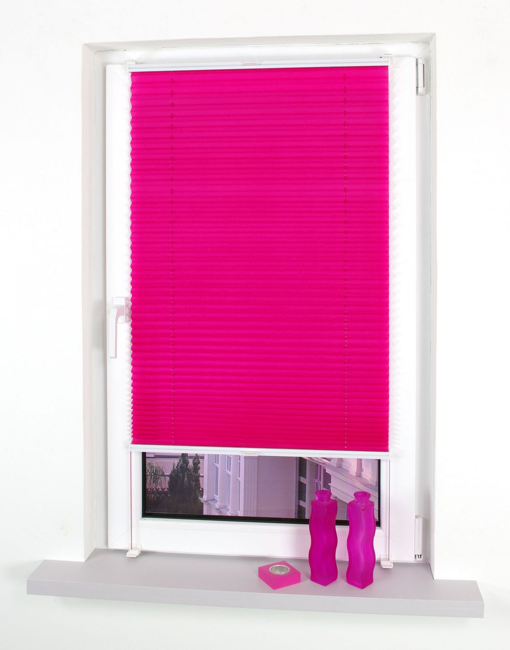 Bella Casa Klemmfix-Plissee verspannt, 150 x 60 cm, Red Magnolia
