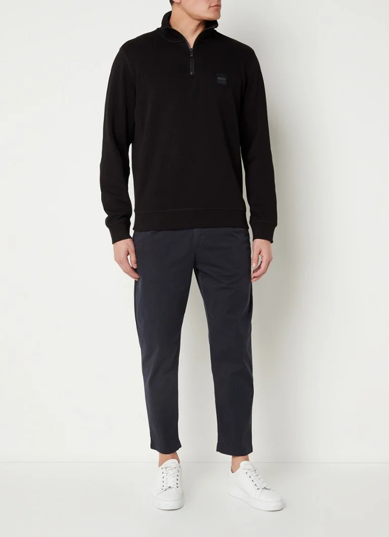 Pulover HUGO BOSS Zetrust cu fermoar pe jumătate și logo